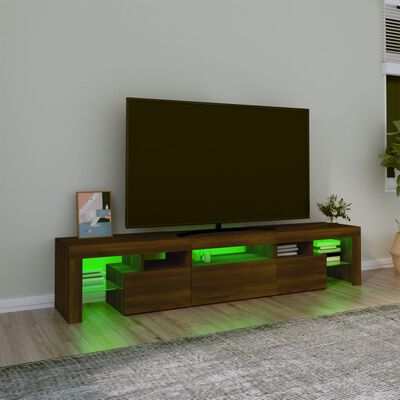 vidaXL Mobile Porta TV con Luci LED Rovere Marrone 200x36,5x40 cm