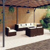 vidaXL Set Divani da Giardino 8 pz con Cuscini in Polyrattan Marrone