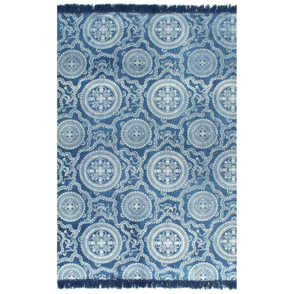 vidaXL Tappeto Kilim in Cotone 160x230 cm con Motivi Blu