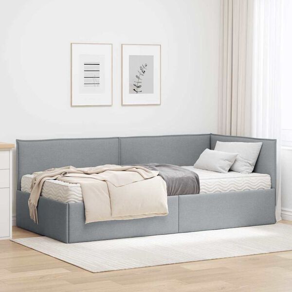 vidaXL Struttura Letto Angolare con Materasso 2 pcs Grigio chiaro