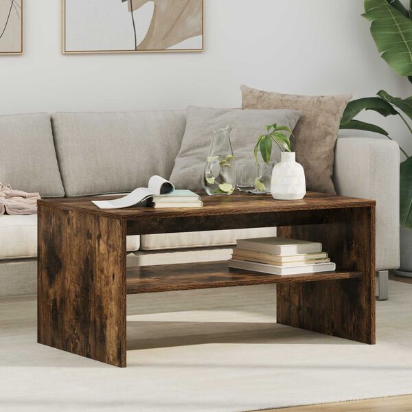 vidaXL Tavolino da salotto Rovere fum&eacute; 80 x 50 x 40 cm