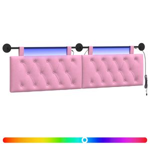 vidaXL Testiera sospesa Con luce LED Rosa Tessuto