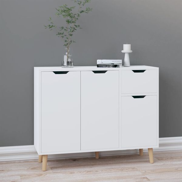 vidaXL Credenza Bianco Lucido 90x30x72 cm in Legno Multistrato