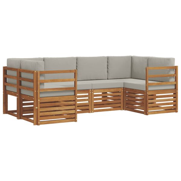 vidaXL Set divani con cuscino 6 pcs Grigio Naturale e Chiaro