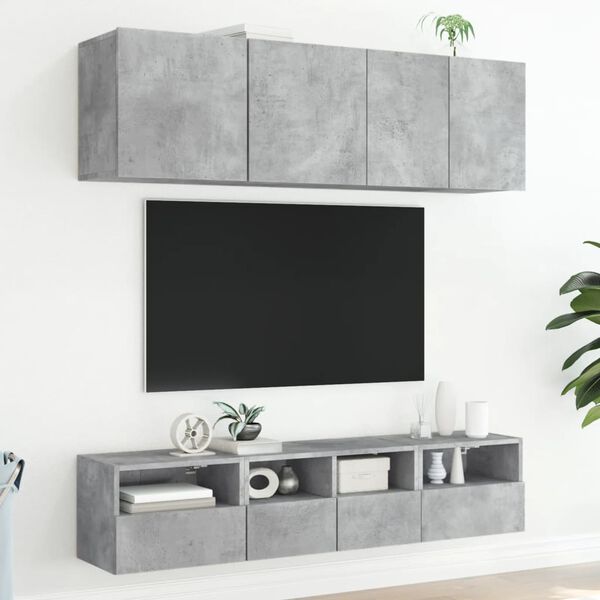 vidaXL Mobili TV Muro 2pz Grigio Cemento 40x30x30 cm Legno Multistrato
