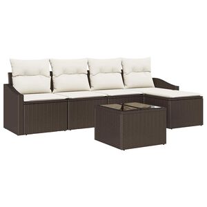 vidaXL Set di divani con cuscino 6 pcs Marrone e Crema polyrattan