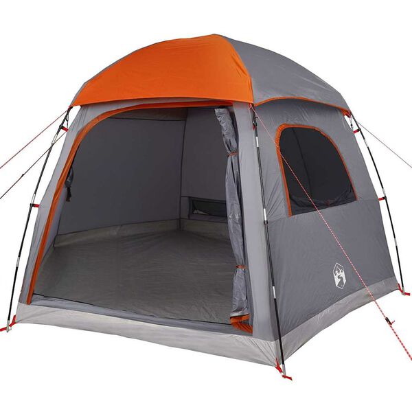 vidaXL Tenda Familiare Igloo 6 Persone Grigia Arancione Impermeabile