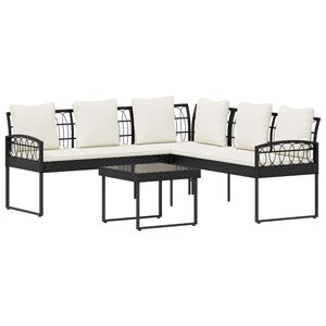 vidaXL Set Divano da Giardino 2 pz Nero e Crema
