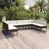vidaXL Set Divani da Giardino 9 pz con Cuscini in Polyrattan Marrone