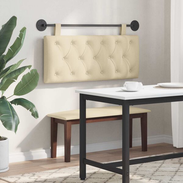 vidaXL Testata appesa Montaggio a parete Crema 110 x 55 x 7 cm Tessuto