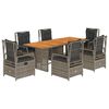 vidaXL Set da Pranzo da Giardino 7 pz con Cuscini in Polyrattan Grigio