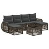 vidaXL Set Divano da Giardino 7 pz Grigio e Grigio Scuro polyrattan