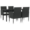 vidaXL Set da Pranzo da Giardino 5 pz Nero in Polyrattan e Acciaio