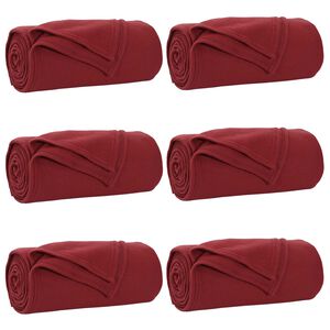 vidaXL Coperte da Pile 6 pz Rosso Bordeaux 270 x 240 cm 5.08 kg Panno