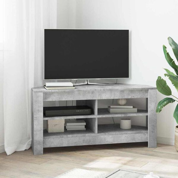 vidaXL MobileTVAngolare Grigio cemento 102 x 40,5 x 45 cm