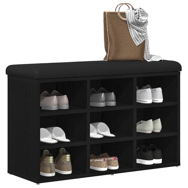 vidaXL Panca per scarpe Nero 80 x 30 x 48 cm Legno multistrato