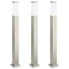 vidaXL Lampioni a palo 3 pz 80 cm Acciaio Inox IP44