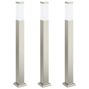 vidaXL Lampioni a palo 3 pz 80 cm Acciaio Inox IP44