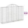 vidaXL Cesti Gabbioni ad Arco 10 pz 200x30x120/140 cm Ferro Zincato