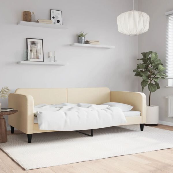 vidaXL Letto da Giorno Crema 100x200 cm in Tessuto