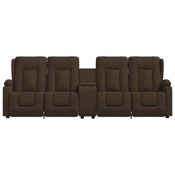 vidaXL Divano Massaggiante 4 Posti e Portabicchieri Marrone Similpelle