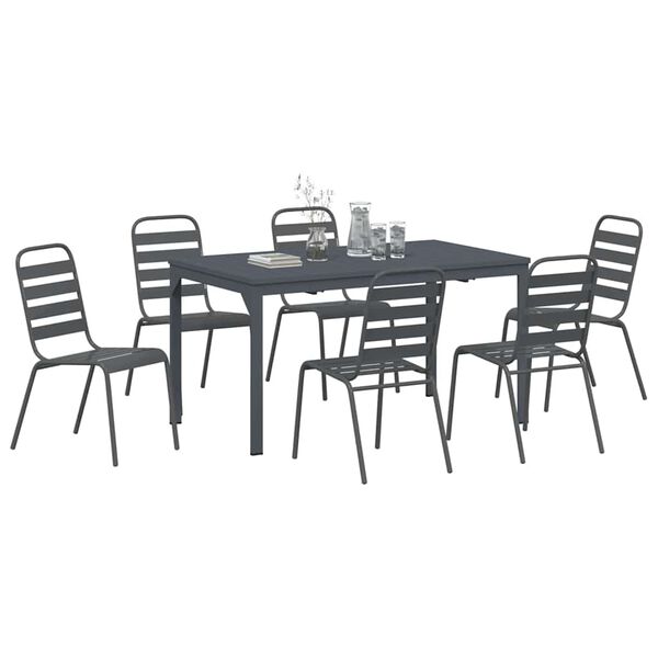 vidaXL Set da Pranzo per Giardino 7 pcs Antracite