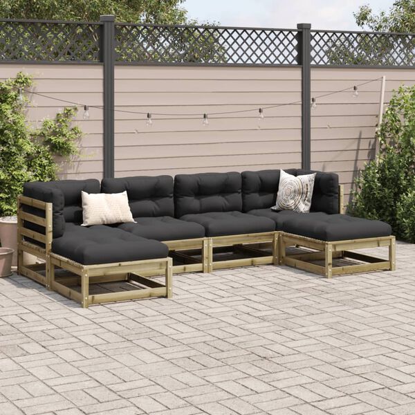 vidaXL Set Divani da Giardino 6pz con Cuscini Legno Impregnato di Pino