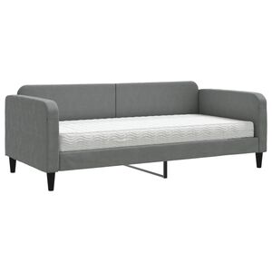 vidaXL Divano Letto con Materasso Grigio Scuro 90x190 cm in Tessuto