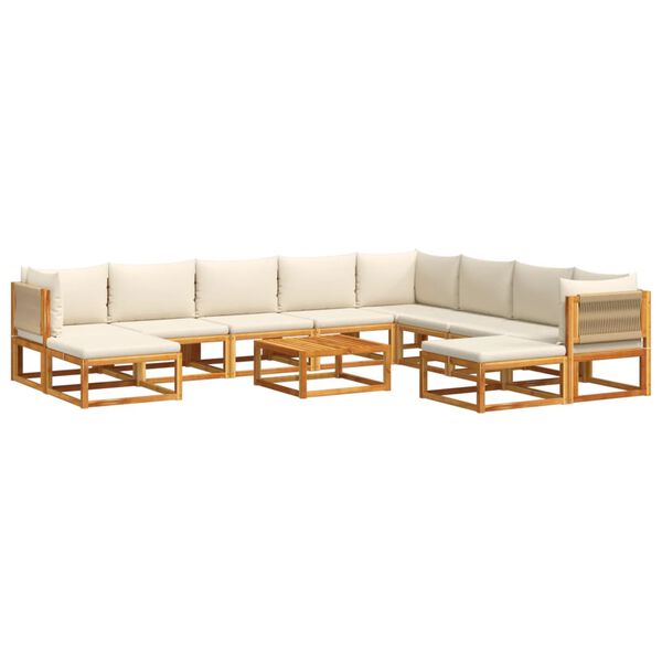vidaXL Set di divani da giardino 11 pz con cuscini in legno di acacia e corda