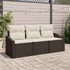 vidaXL Set Divano da Giardino 3 pcs Marrone e bianco polyrattan
