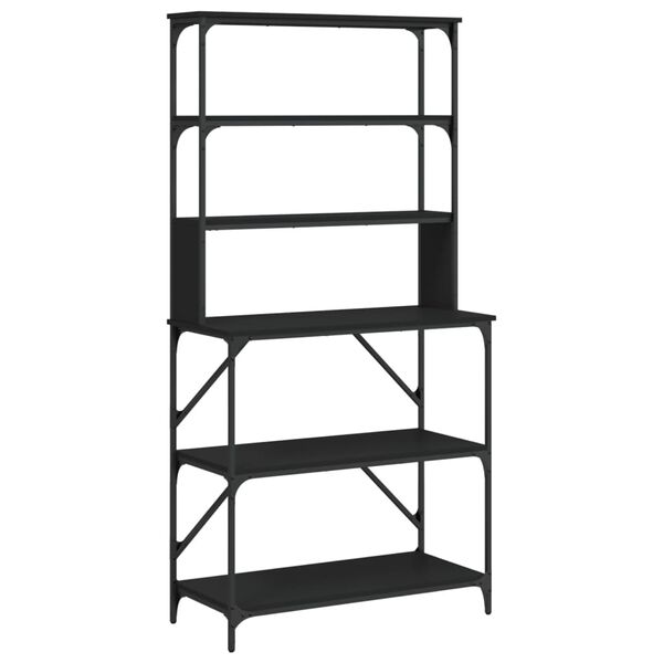 vidaXL Scaffale da Cucina 6 Ripiani Nero 90x40x180cm Legno Multistrato
