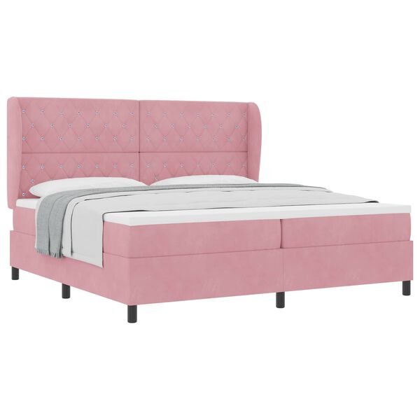 vidaXL Letto a molle con materasso Rosa 200 x 200 cm Poliestere