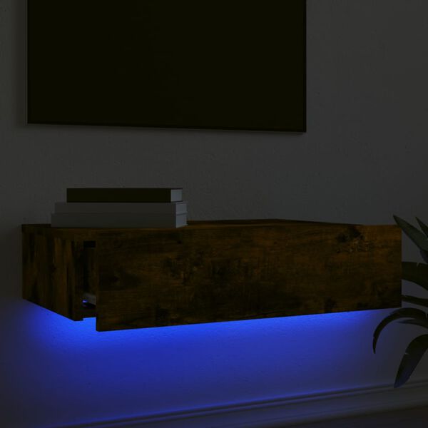 vidaXL Mobile Porta TV con Luci LED Rovere Fumo 60x35x15,5 cm