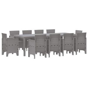 vidaXL Set da Pranzo per Giardino 11 pz Grigio chiaro Polipropilene