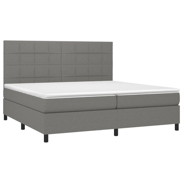 vidaXL Letto a Molle Materasso e LED Grigio Scuro 200x200cm in Tessuto
