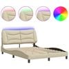 vidaXL Giroletto con LED senza Materasso Hvar Crema 120x200 cm Tessuto