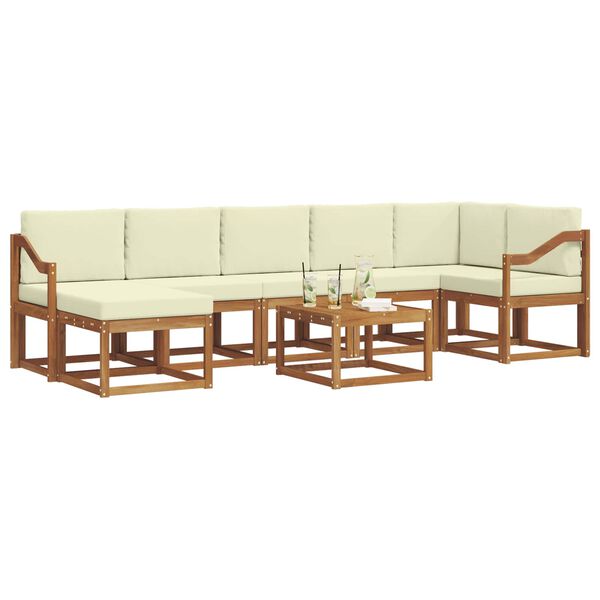 vidaXL Set di divani da esterno con cuscino 8 pcs Naturale e Crema