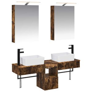 vidaXL Set di Armadi da Bagno 5 pz Rovere Fumo Legno ingegnerizzato