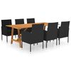 vidaXL Set Mobili da Pranzo per Giardino 7 pz Nero