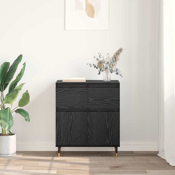 vidaXL Credenza con cassetto Rovere Nero 60 x 35 x 70 cm