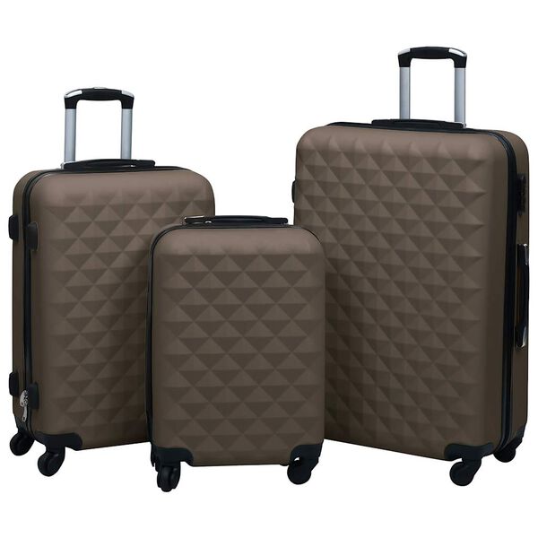 vidaXL Set Valigie Trolley a Custodia Rigida 3 pz Marrone in ABS