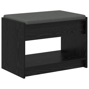vidaXL Panca per ingresso con cuscino Rovere Nero 63 x 38 x 45 cm