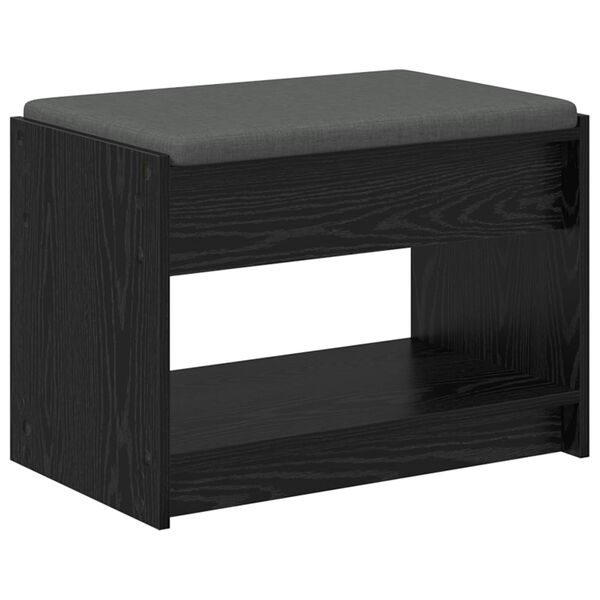 vidaXL Panca per ingresso con cuscino Rovere Nero 63 x 38 x 45 cm