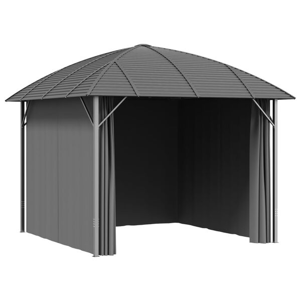 vidaXL Gazebo con Tende Laterali e Tetto ad Arco 3x3 m Antracite