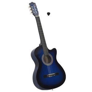 vidaXL Chitarra Classica Cutaway Western 6 Corde 38" Blu Ombreggiato