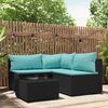 vidaXL Set Divani da Giardino 4 pz con Cuscini Nero in Polyrattan