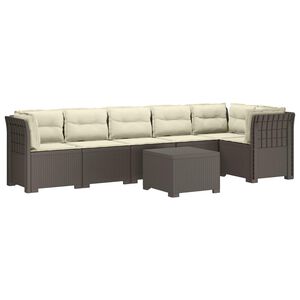 vidaXL Divano da Giardino 6 Posti con Cuscini Aspetto Rattan PP