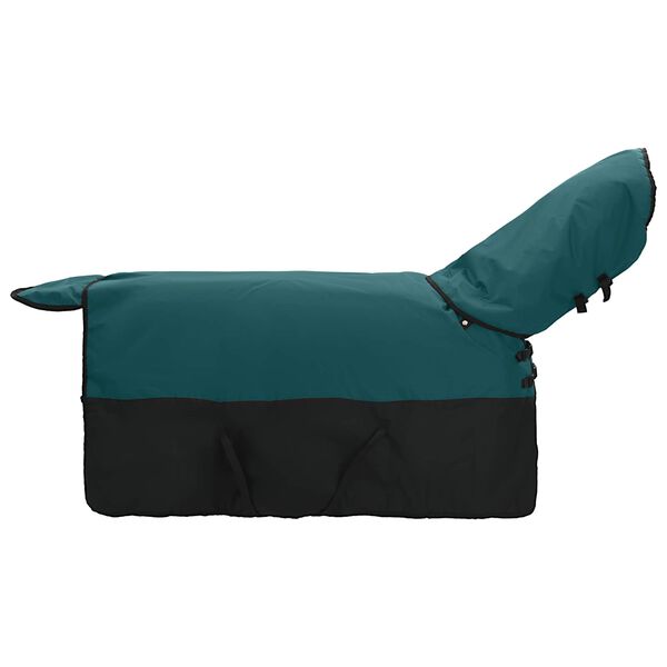 vidaXL Coperta per Cavalli Verde Scuro e Nero 115 cm Poliestere