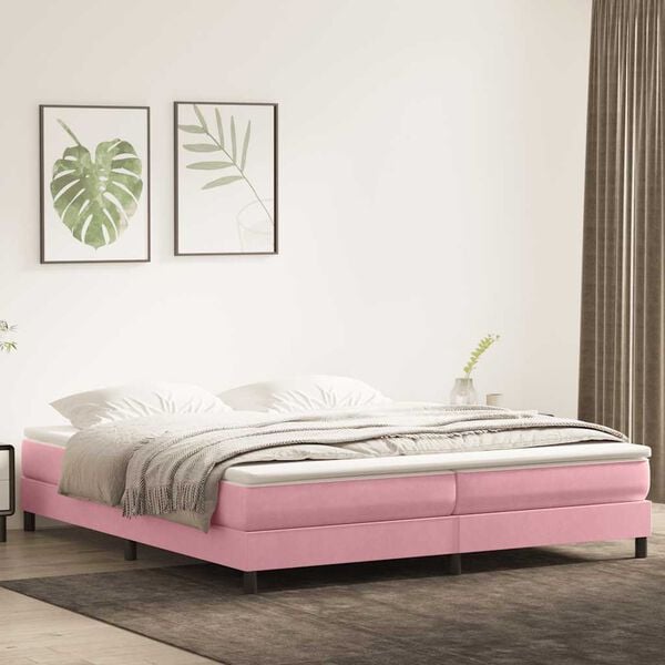 vidaXL Giroletto a Molle con Materasso Rosa 180x210 cm in Velluto
