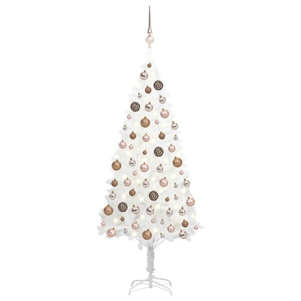 vidaXL Albero di Natale Preilluminato con Palline Bianco 150 cm